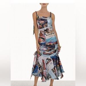 ZIMMERMANN
Postcard Chain Tie Midi Dress Size 1